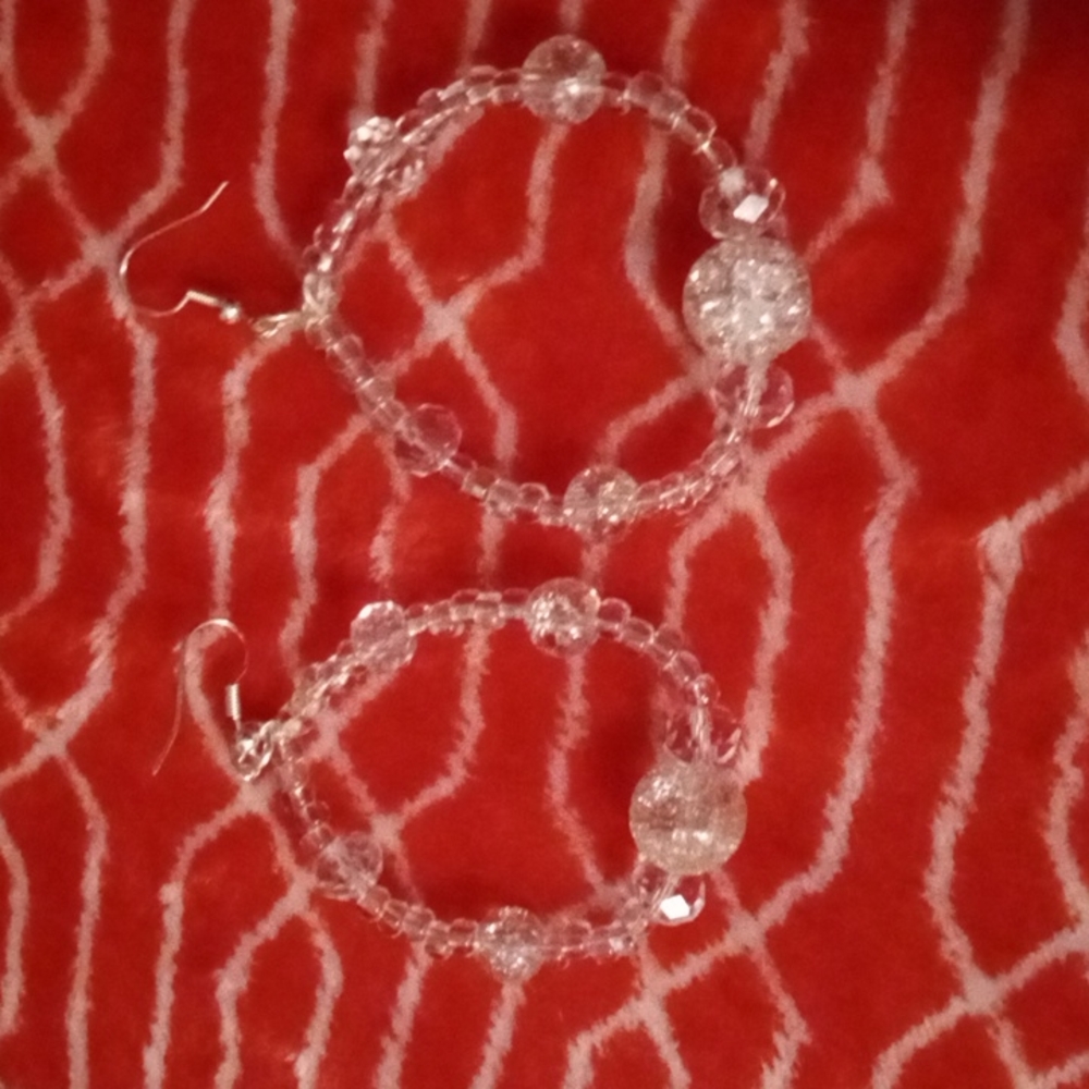 Handmade Clear glass beaded Earrings.